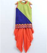 half n half with border samosa at hem with dhoti - lime green