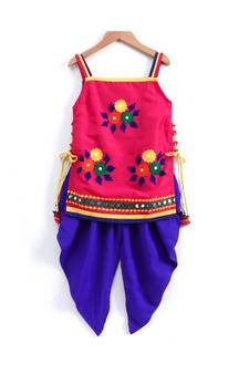 Sleeveless Yoke Embroidery Work Kurta With Dhoti - pink
