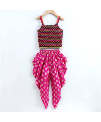 Triangle Top with dhoti -pink 1