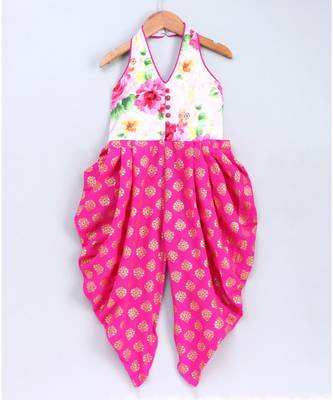 Girls Floral Jumpsuit -Pink 1