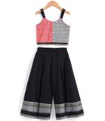 Girls half and half Top with Palazzo set-Coral Black