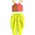 Girls half and half Top with Dhoti set-Pink Green