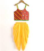 Girls half and half Top with Dhoti set-Pink Yellow