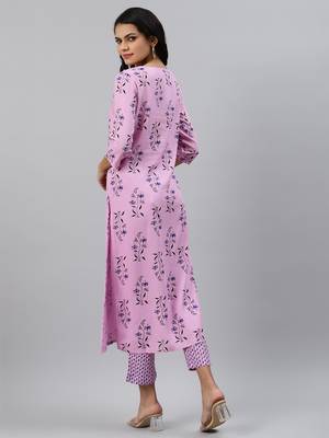 Purple printed viscose rayon ethnic-kurtis 2