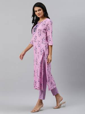 Purple printed viscose rayon ethnic-kurtis 3