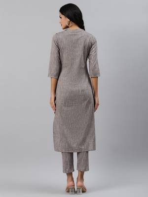 Grey woven cotton ethnic-kurtis 2