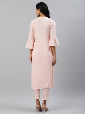 Pink plain viscose rayon ethnic-kurtis 2