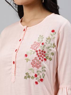 Pink plain viscose rayon ethnic-kurtis 4