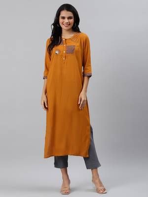 Brown printed viscose ethnic-kurtis 1
