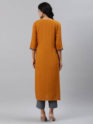 Brown printed viscose ethnic-kurtis 2