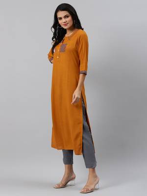 Brown printed viscose ethnic-kurtis 3