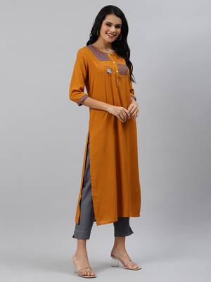 Brown printed viscose ethnic-kurtis 4