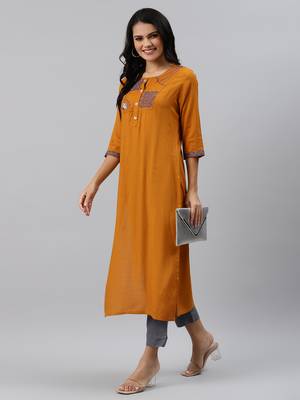 Brown printed viscose ethnic-kurtis 5