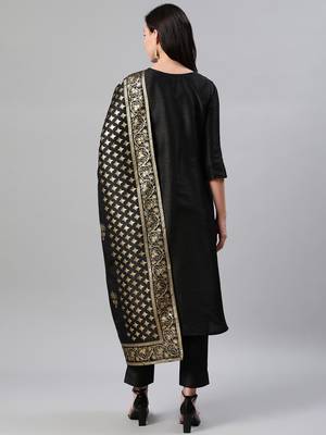 Black printed art silk kurtas-and-kurtis 3