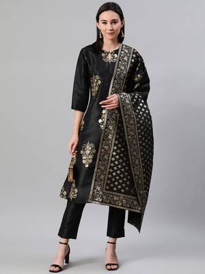 Black printed art silk kurtas-and-kurtis 5