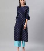Blue printed rayon kurtas-and-kurtis