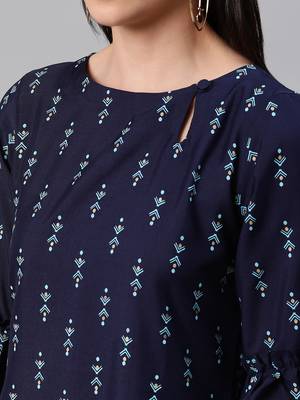 Blue printed rayon kurtas-and-kurtis 4