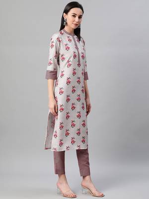 Grey printed rayon kurtas-and-kurtis 2