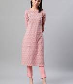 Peach printed rayon kurtas-and-kurtis