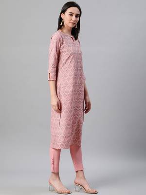 Peach printed rayon kurtas-and-kurtis 2