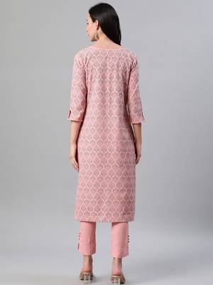 Peach printed rayon kurtas-and-kurtis 3