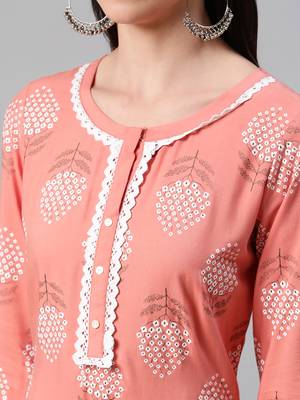 Peach printed rayon kurtas-and-kurtis 4