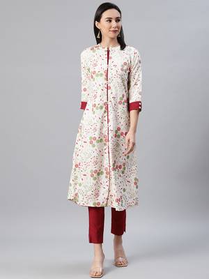 Cream printed rayon kurtas-and-kurtis 1