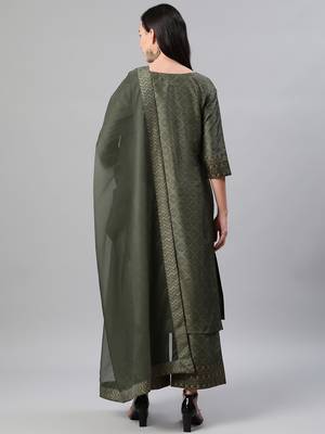 Green printed art silk kurtas-and-kurtis 3