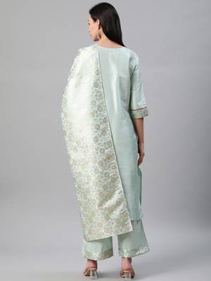 Blue printed art silk kurtas-and-kurtis 3