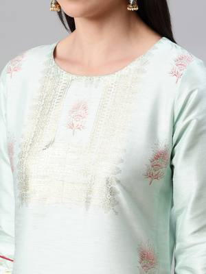 Blue printed art silk kurtas-and-kurtis 4