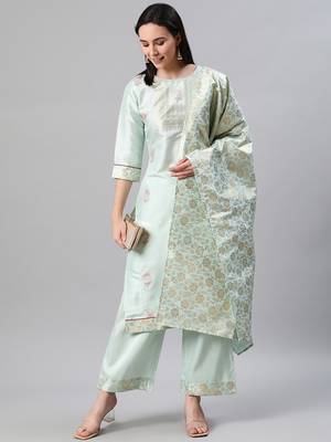 Blue printed art silk kurtas-and-kurtis 5