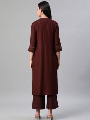 Brown printed rayon kurtas-and-kurtis 3