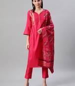 Pink printed art silk kurtas-and-kurtis