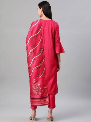 Pink printed art silk kurtas-and-kurtis 3