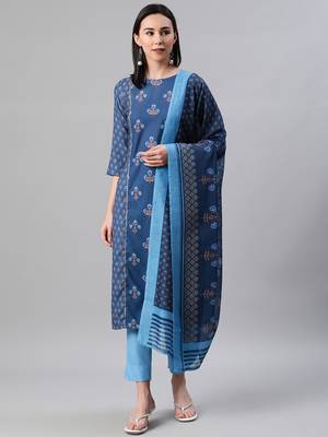 Blue printed rayon kurtas-and-kurtis 1