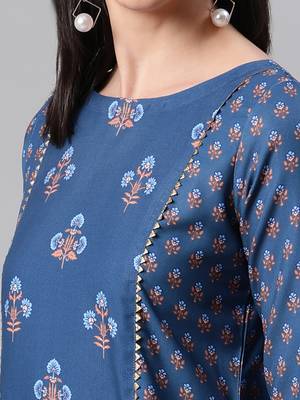 Blue printed rayon kurtas-and-kurtis 4