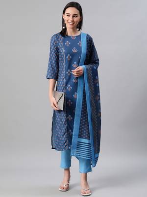 Blue printed rayon kurtas-and-kurtis 5