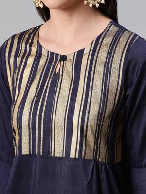 Blue printed art silk kurtas-and-kurtis 4