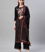 Black printed crepe kurtas-and-kurtis