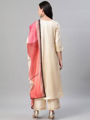 Cream printed art silk kurtas-and-kurtis 3