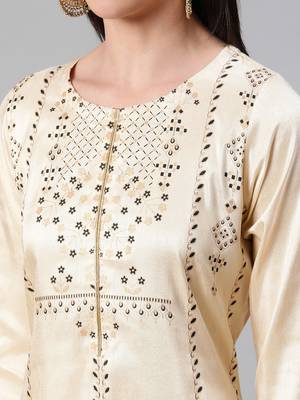 Cream printed art silk kurtas-and-kurtis 4