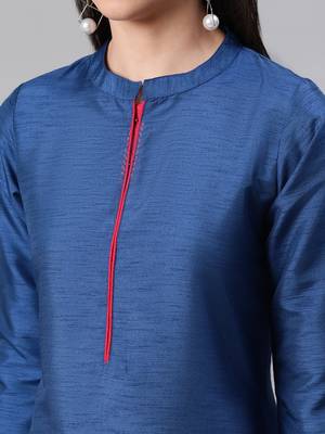 Royal-blue printed art silk kurtas-and-kurtis 4