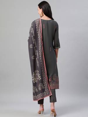 Grey printed crepe kurtas-and-kurtis 3