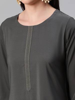 Grey printed crepe kurtas-and-kurtis 4