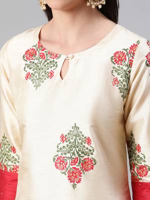 Cream printed art silk kurtas-and-kurtis 4