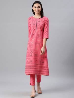 Pink printed rayon kurtas-and-kurtis 1