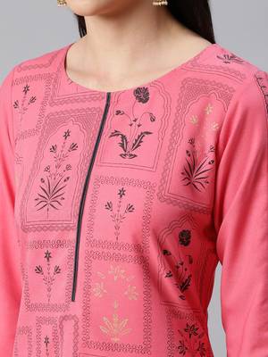 Pink printed rayon kurtas-and-kurtis 4