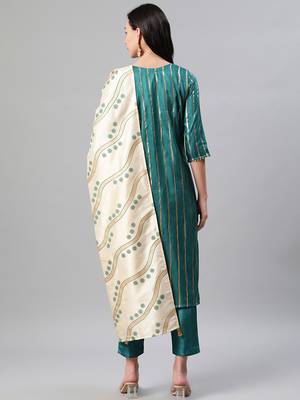 Green printed art silk kurtas-and-kurtis 3