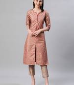 Brown printed art silk kurtas-and-kurtis