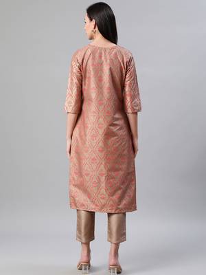 Brown printed art silk kurtas-and-kurtis 3